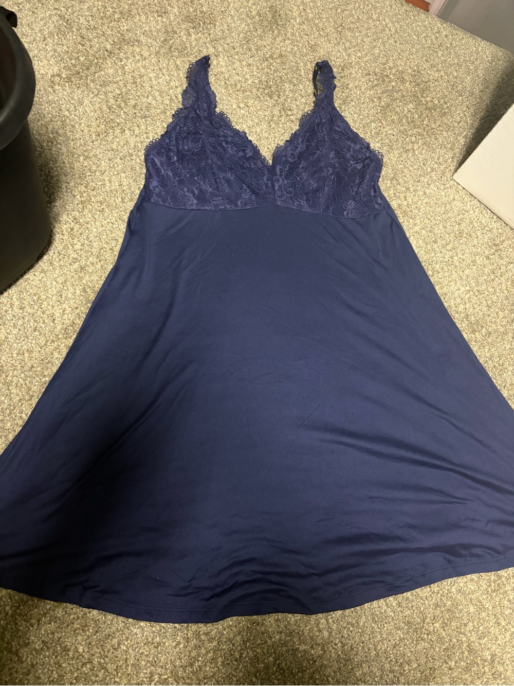 Flora Nikrooz Navy Lace-Trim Sleep Chemise